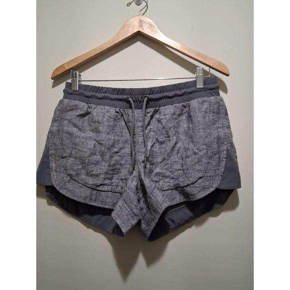 Athleta Pants - Athleta Grey Linen Blend Athletic Shorts Women's Size 6 Drawstring Elastic Waist